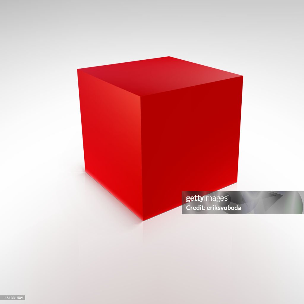 Red Cube With Reflections And Shadows Vector Illustration High-Res ...