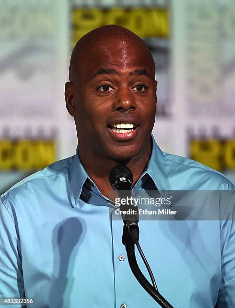 Television personality Kevin Frazier moderates CBS TV Studios' panel for "Under the Dome" during Comic-Con International 2015 at the San Diego...