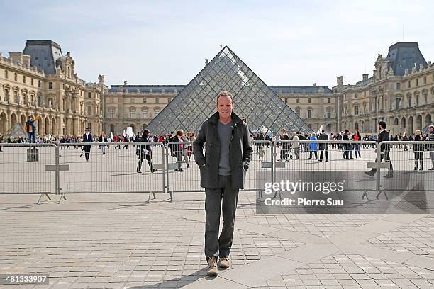 Kiefer Sutherland with his girlfriend and her daughter on vacation on March 29, 2014 in Paris, France.