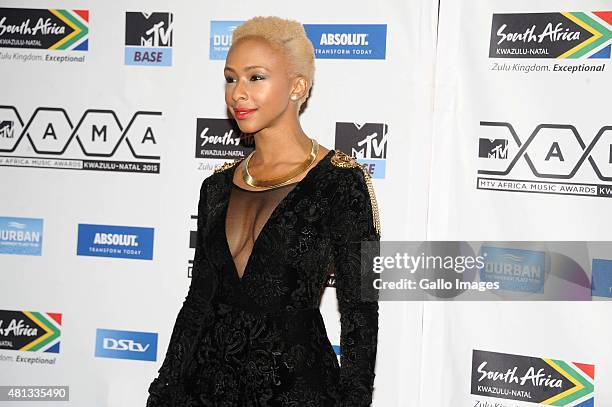 Boity Thulo seen on the red carpet at the 2015 MTV Africa Music Awards on July 18,2015 at the Durban International Conference Centre in Durban,South...