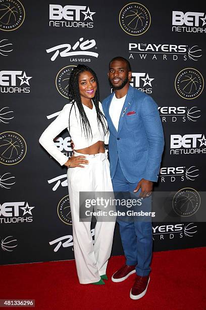 Jada Crawley and NBA player Chris Paul of the Los Angeles Clippers attend The Players' Awards presented by BET at the Rio Hotel & Casino on July 19,...