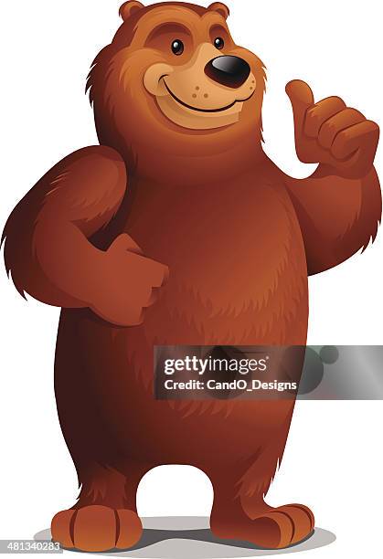grizzly bear: thumbs up - confirmation cartoon stock illustrations