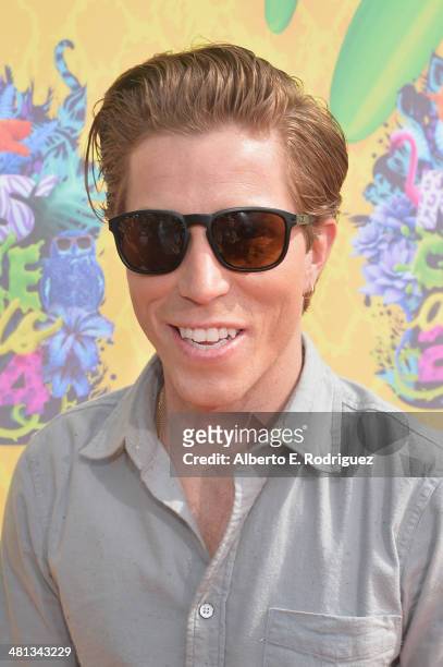 Professional snowboarder Shaun White attends Nickelodeon's 27th Annual Kids' Choice Awards held at USC Galen Center on March 29, 2014 in Los Angeles,...