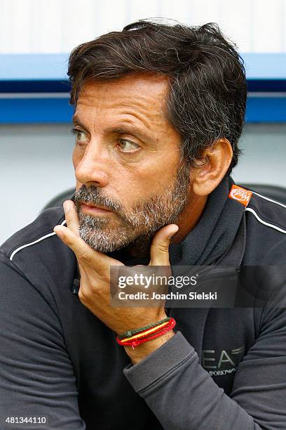 Head Coach Quique Sanchez Flores of Watford during the pre-season friendly match between SC Paderborn and Watford FC at Benteler Arena on July 19,...