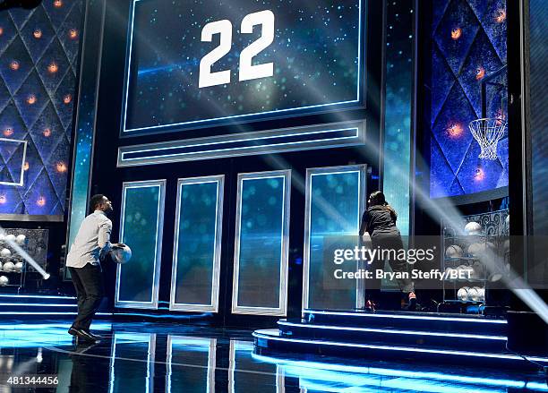 Actor Pooch Hall plays basketall onstage at The Players' Awards presented by BET at the Rio Hotel & Casino on July 19, 2015 in Las Vegas, Nevada.