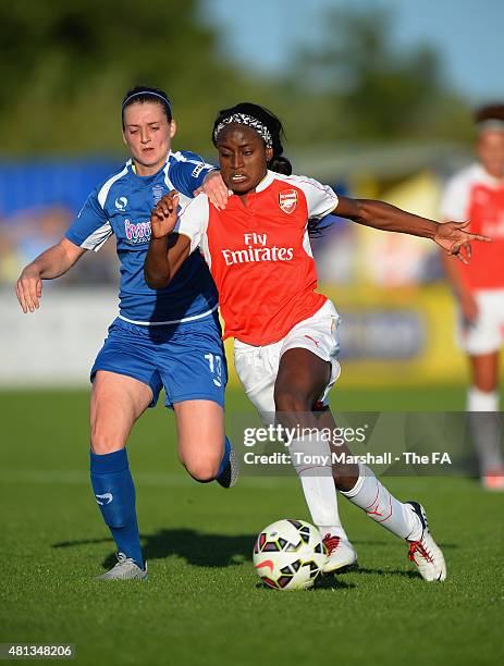 Jade Moore of Birmingham City Ladies tackles Chioma Ubogagu of Arsenal Ladies FCl during the Women's Super League match between Birmingham City...