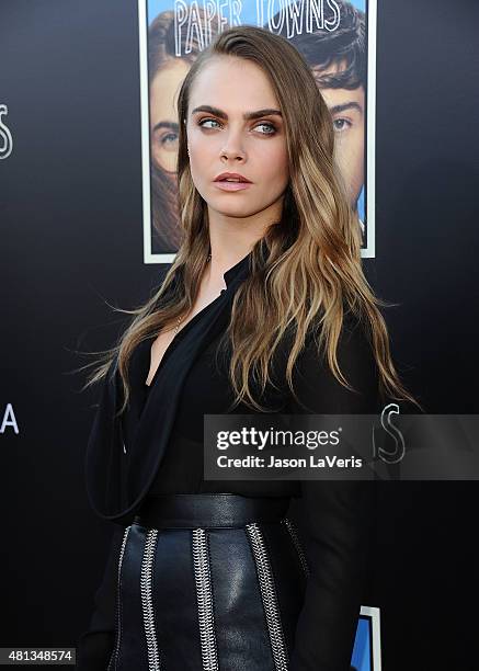 Actress Cara Delevingne attends the "Paper Towns" Q&A and live concert at YouTube Space LA on July 17, 2015 in Los Angeles, California.