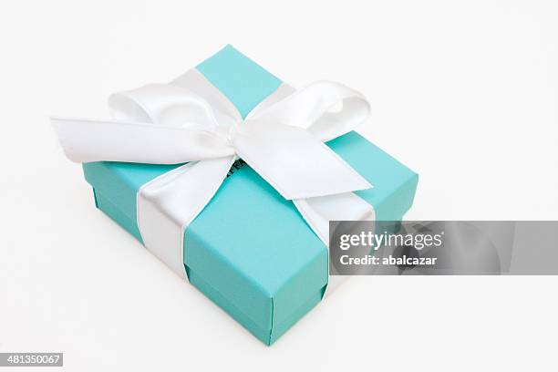 tiffany and co. gift box - tiffany co stock pictures, royalty-free photos & images