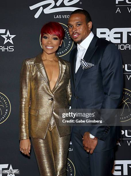 Singer Monica and NBA player Shannon Brown attend The Players' Awards presented by BET at the Rio Hotel & Casino on July 19, 2015 in Las Vegas,...