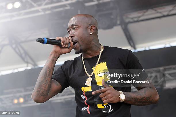 Freddie Gibbs performs during Pitchfork Music Festival 2015 at Union Park on July 19, 2015 in Chicago, United States.