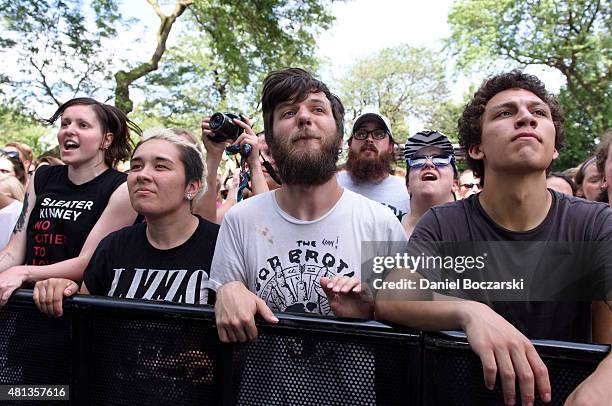 General view of festivalgoers watching performances during Pitchfork Music Festival 2015 at Union Park on July 19, 2015 in Chicago, United States.