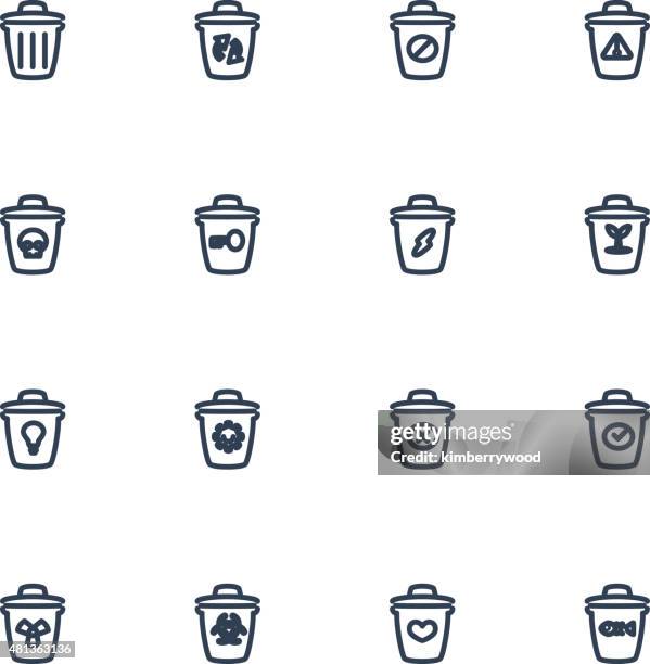 stockillustraties, clipart, cartoons en iconen met trash - prullenbak op wielen