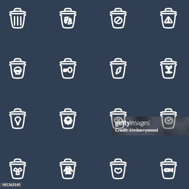 stockillustraties, clipart, cartoons en iconen met trash - prullenbak op wielen