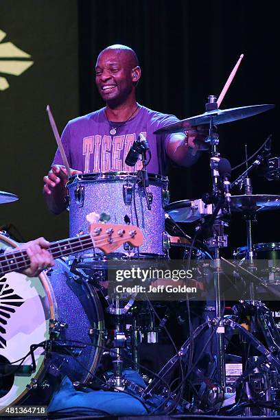 Michael Jerome of Better Than Ezra performs at The Greek Theatre on July 19, 2015 in Los Angeles, California.