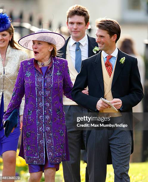 Harry Meade attends the wedding of Lucy Meade and Charlie Budgett at the church of St Mary the Virgin, Marshfield on March 29, 2014 in Chippenham,...