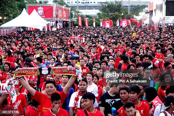 Liverpool fans at the main entrance during the international friendly match between Thai Premier League All Stars and Liverpool FC at Rajamangala...