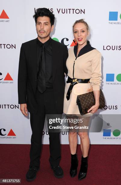 Actress Chloe Sevigny , wearing Louis Vuitton, and art director Rene Navarrette attend MOCA 35th Anniversary Gala Celebration at The Geffen...