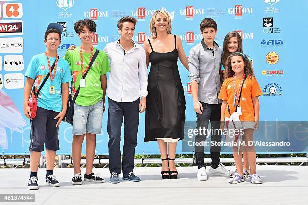 Actors Leonardo Cecchi, Debora Villa and Federico Russo attend Giffoni Film Festival 2015 photocall on July 20, 2015 in Giffoni Valle Piana, Italy.