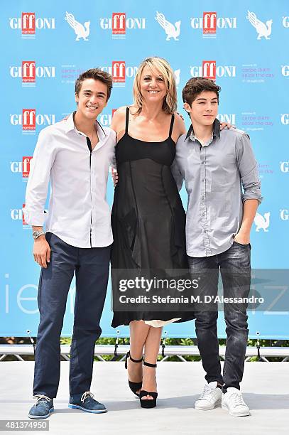 Actors Leonardo Cecchi, Debora Villa and Federico Russo attend Giffoni Film Festival 2015 photocall on July 20, 2015 in Giffoni Valle Piana, Italy.