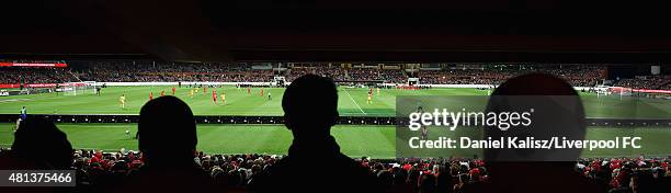 General view of play during the international friendly match between Adelaide United and Liverpool FC at Adelaide Oval on July 20, 2015 in Adelaide,...