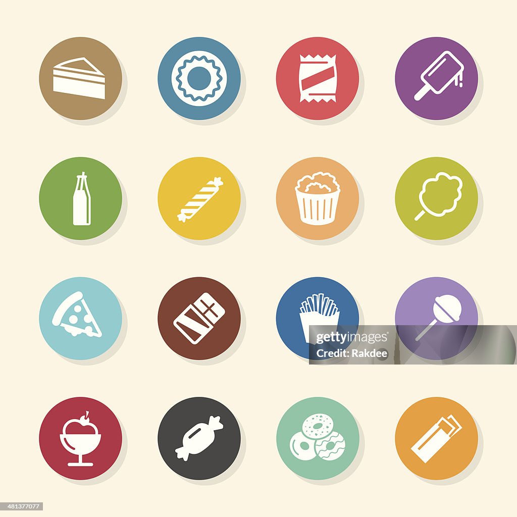 Junk Food Icons - Color Circle Series