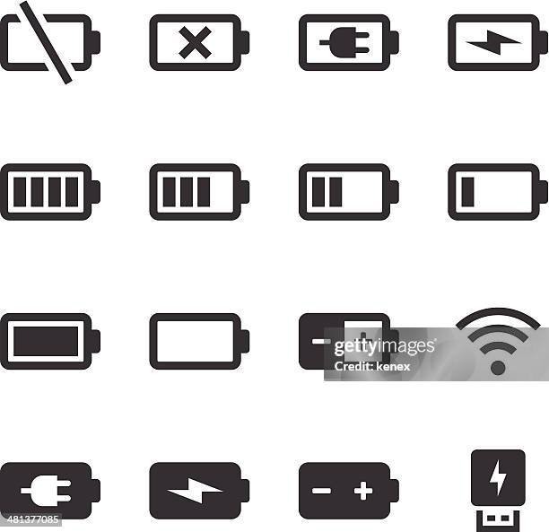 bildbanksillustrationer, clip art samt tecknat material och ikoner med mono icons set | battery & power - trådlös teknologi