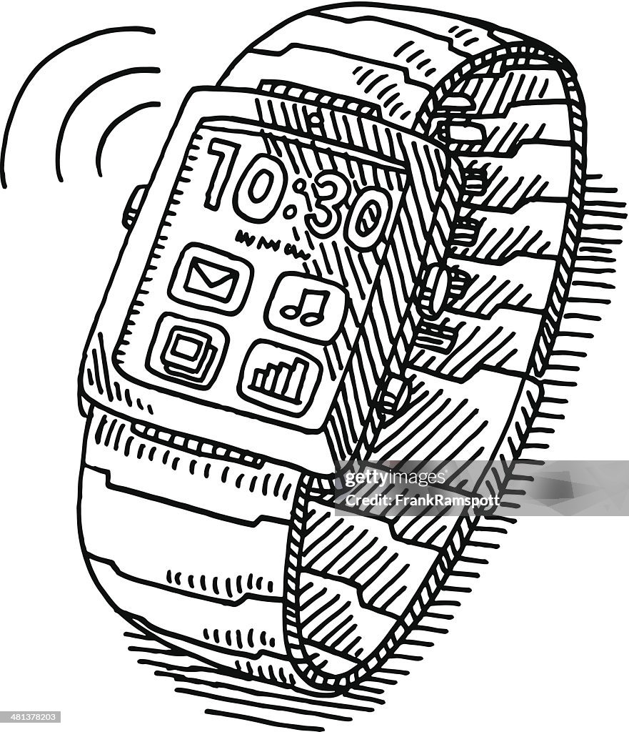 Smartwatch Wireless Technology Drawing