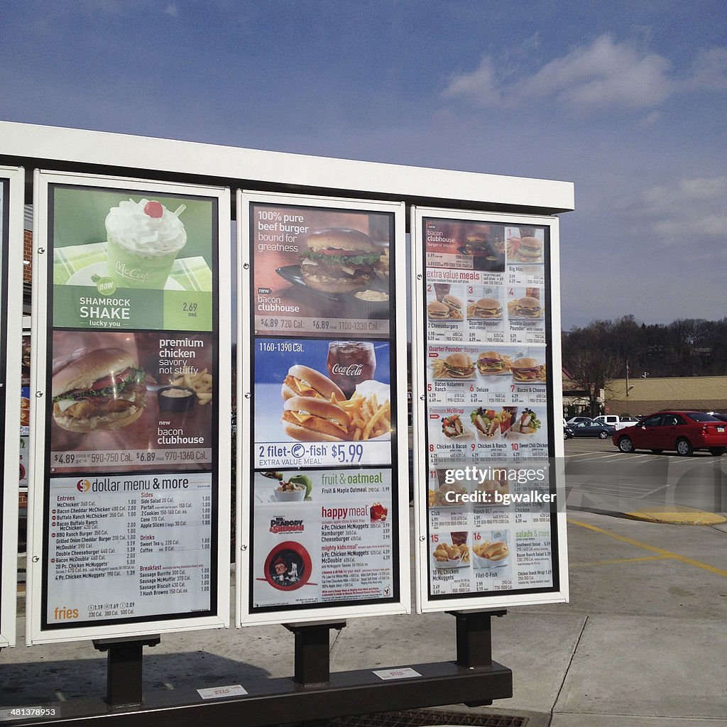 McDonald's Drive Thru Menu