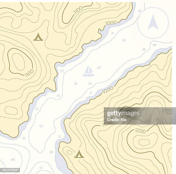 topographic landforms - sailing map stock illustrations