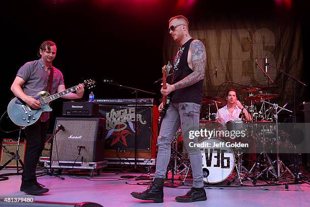 Jon Siebels, Max Collins and Tony Fagenson of Eve 6 perform at The Greek Theatre on July 19, 2015 in Los Angeles, California.