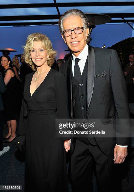 Actress Jane Fonda and record producer Richard Perry attend MOCA's 35th Anniversary Gala presented by Louis Vuitton at The Geffen Contemporary at...
