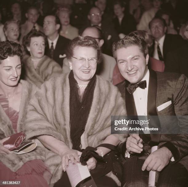 American pianist and singer Liberace with his mother Frances, circa 1955.