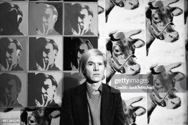 Andy Warhol at his May 1971 retrospective at the Whitney Museum of American Art, New York.