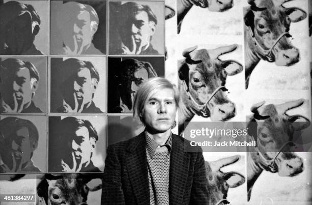 Andy Warhol at his May 1971 retrospective at the Whitney Museum of American Art, New York.