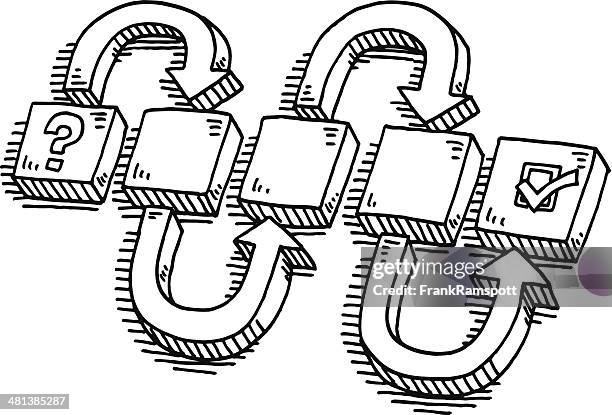 process steps arrows diagram drawing - curved arrow transparent background stock illustrations