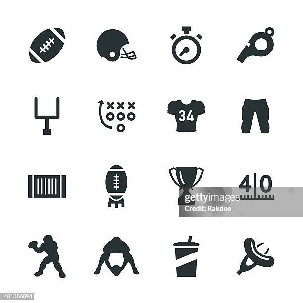 american football silhouette icons - football icons stock illustrations