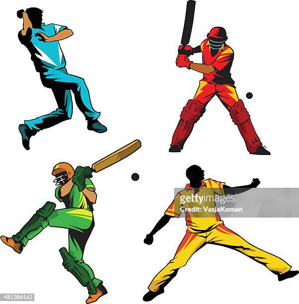 ilustrações de stock, clip art, desenhos animados e ícones de jogadores de críquete-batsmen e bowlers - cricket bowler