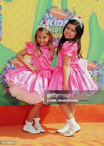 Personalities Sophia Grace Brownlee and Rosie Grace attend Nickelodeon's 27th Annual Kids' Choice Awards held at USC Galen Center on March 29, 2014...