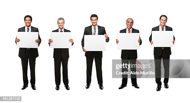 business professionals holding blank signs - man holding placard stock pictures, royalty-free photos & images