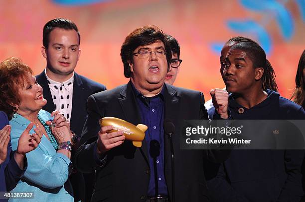Writer/producer Dan Schneider accepts the Lifetime Achievement Award onstage during Nickelodeon's 27th Annual Kids' Choice Awards held at USC Galen...
