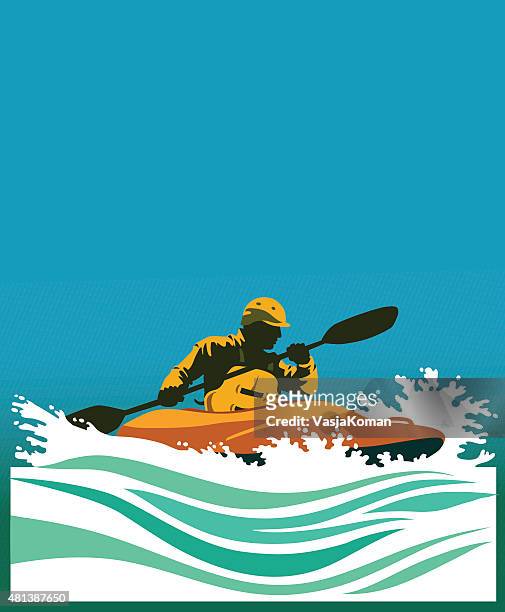 white water kayaking competition - people on canoe clip art stock illustrations
