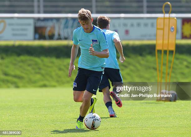 Maximilian Mittelstädt of Hertha BSC during the training camp in Schladming on July 20, 2015 in Schladming, Austria.