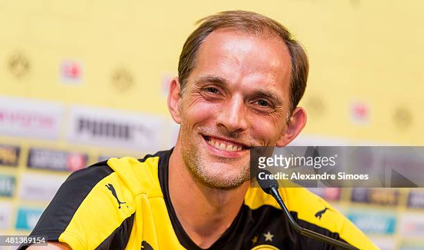 Manager Thomas Tuchel during a press conference to the media at the team hotel Grand Resort Bad Ragaz on July 20, 2015 in Bad Ragaz, Switzerland.