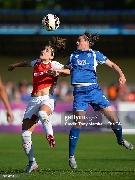 Jade Moore of Birmingham City Ladies tackles Vicky Losada of Arsenal Ladies FC during the Women's Super League match between Birmingham City Ladies...