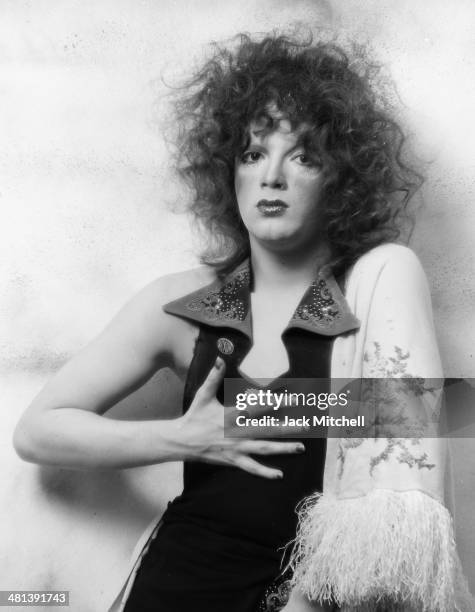 Andy Warhol transvestite Superstar Jackie Curtis photographed in 1970, the year began filming 'Women in Revolt'.