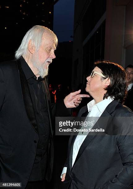 Artists John Baldessari and Cathy Opie attend MOCA's 35th Anniversary Gala presented by Louis Vuitton at The Geffen Contemporary at MOCA on March 29,...