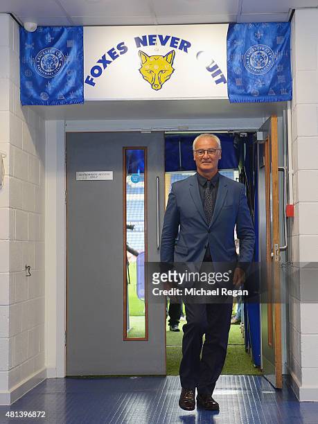 Leicester manager Claudio Ranieri looks on at the King Power Stadium on July 20, 2015 in Leicester, England.