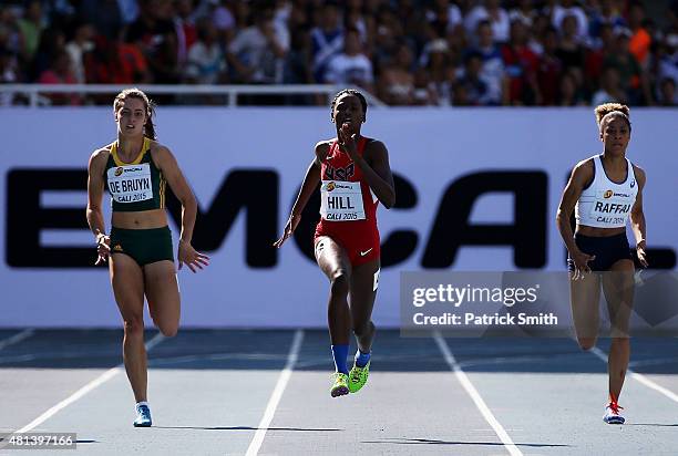 Candace Hill of the USA in action during the Girls 200 Meters Final on day five of the IAAF World Youth Championships, Cali 2015 on July 19, 2015 at...