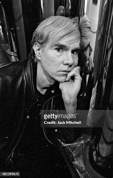 Andy Warhol photographed in 1968 at the factory at 33 Union Square West.