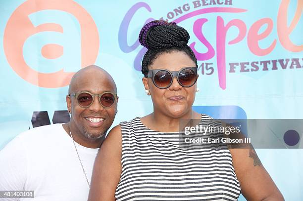 Gerald Hadden and wife Tammi Hadden attend the Long Beach Gospel Fest 2015 at Marina Green Park on July 19, 2015 in Long Beach, California.